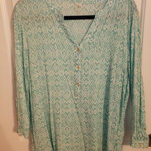 Mint Geometric XL V-Neck Pullover blouse